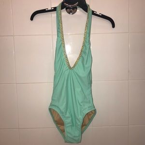 One piece blue bikini